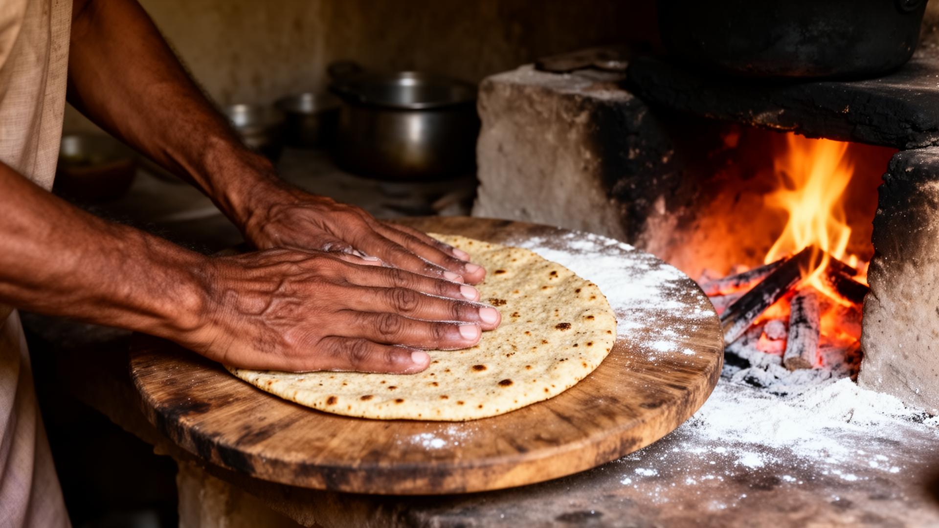 Hand-patting jowar bhakri